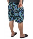 Short Estampado Tactel Elastano Extra Grande Plus Size Preto Cinza